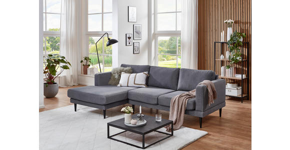 ECKSOFA Grau Flachgewebe Rückenkissen, Rücken echt  - Schwarz/Grau, KONVENTIONELL, Holz/Textil (154/240cm) - Carryhome