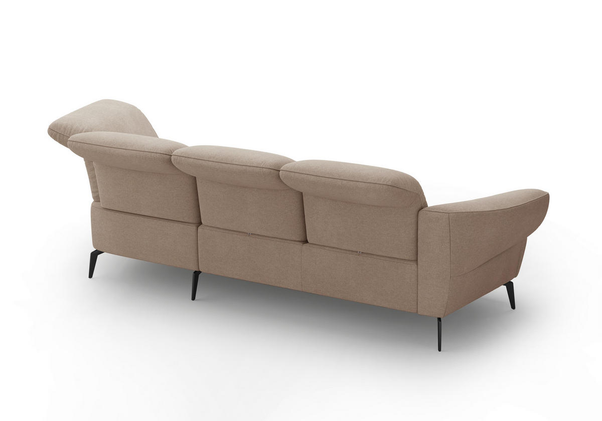 ECKSOFA in Mikrofaser Beige  313/208 cm  - Beige/Schwarz, MODERN, Textil/Metall (313/208cm) - Sit & More