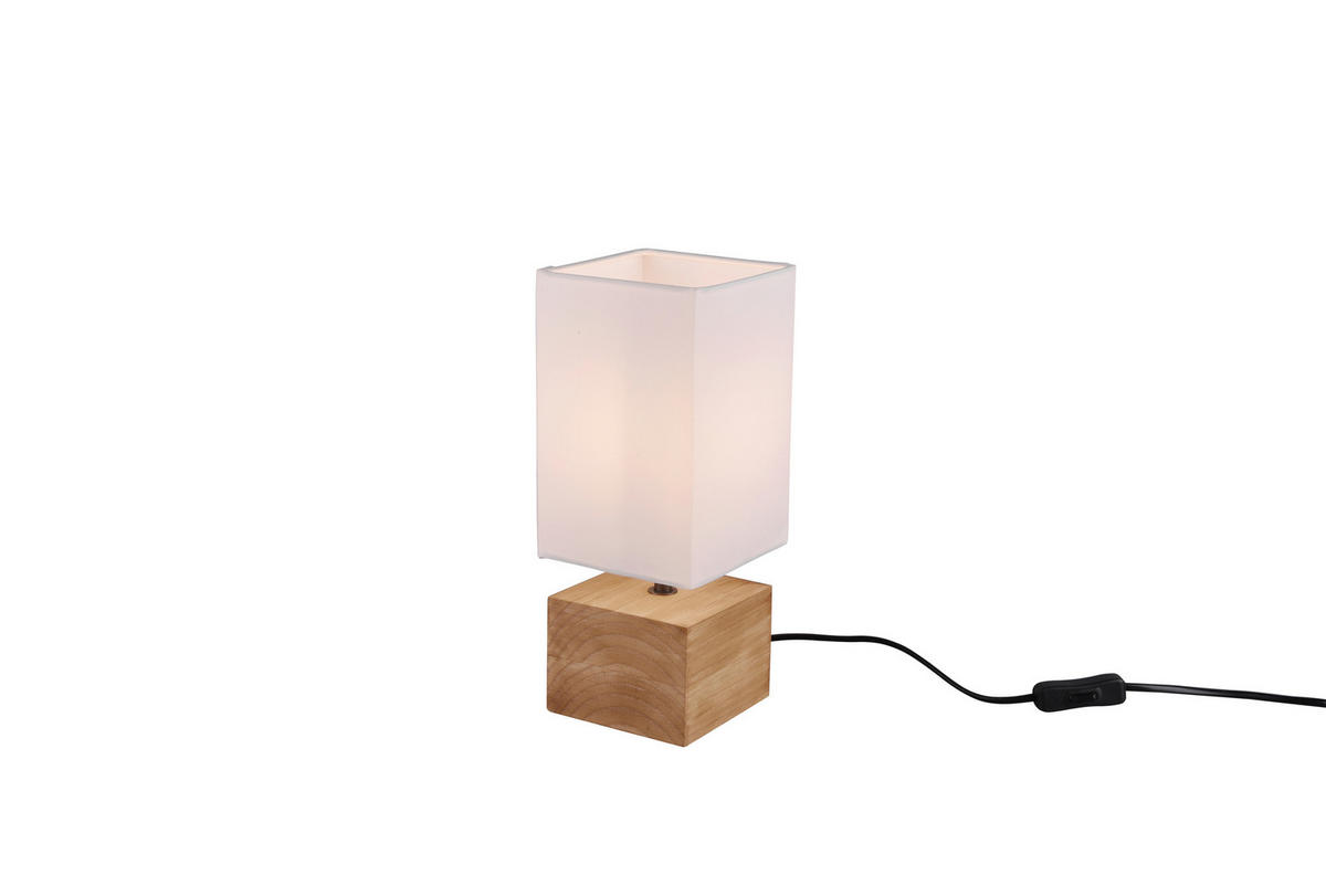 STONA LAMPA - bela, Prirodno, drvo/tekstil (12/12/30cm)