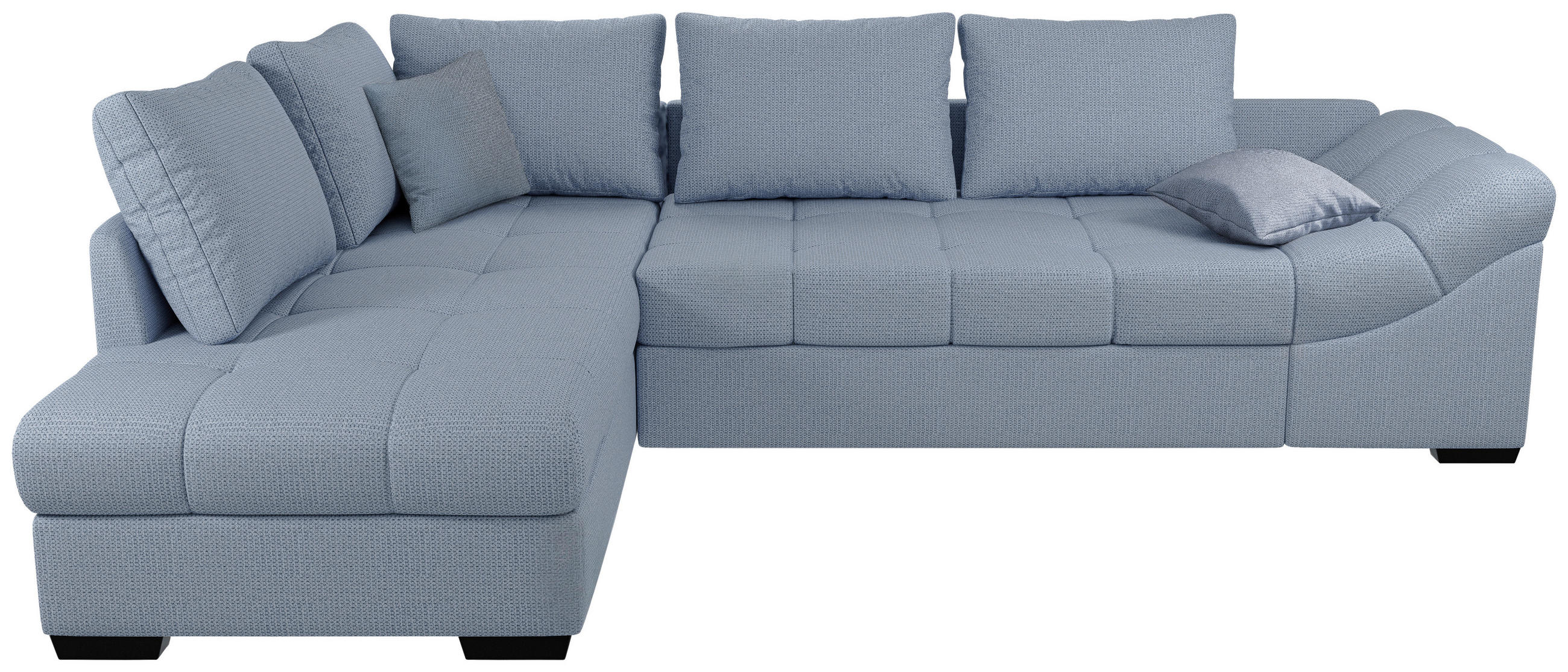 ECKSCHLAFSOFA Hellblau Chenille  - Schwarz/Hellblau, MODERN, Holz/Textil (202/298cm) - MID.YOU