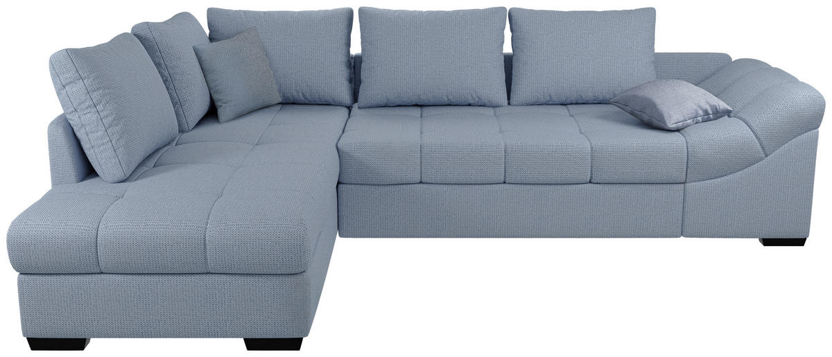 ECKSCHLAFSOFA Hellblau Chenille  - Schwarz/Hellblau, MODERN, Holz/Textil (202/298cm) - MID.YOU