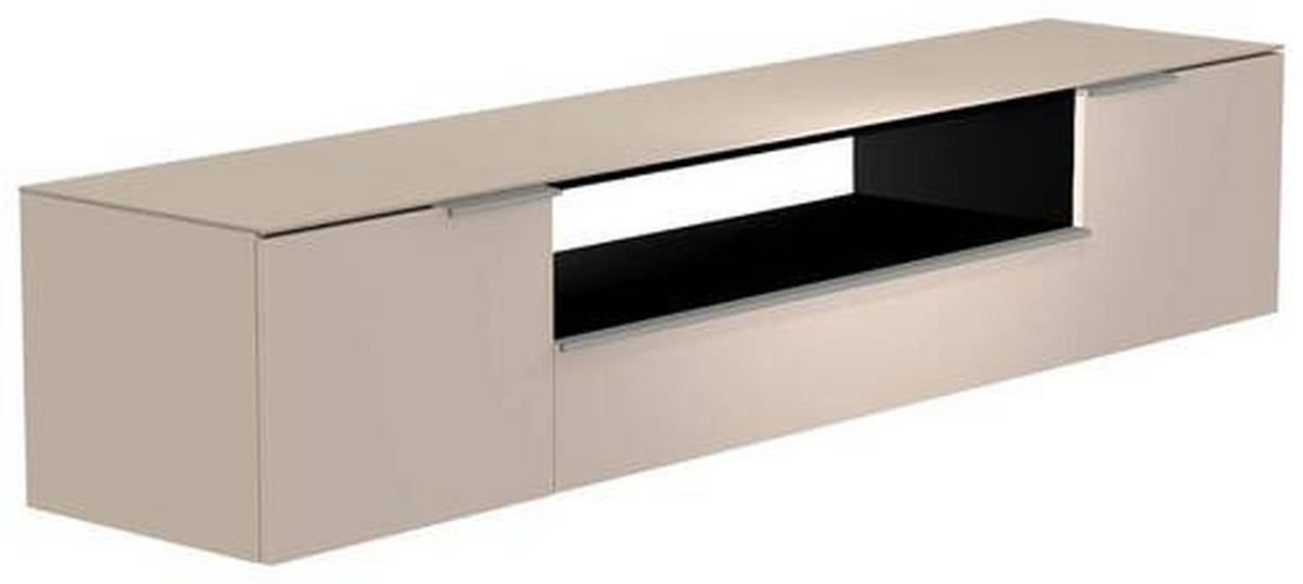 LOWBOARD  in 210/41/45 cm  - Sandfarben/Alufarben, Design, Glas/Holzwerkstoff (210/41/45cm) - Moderano