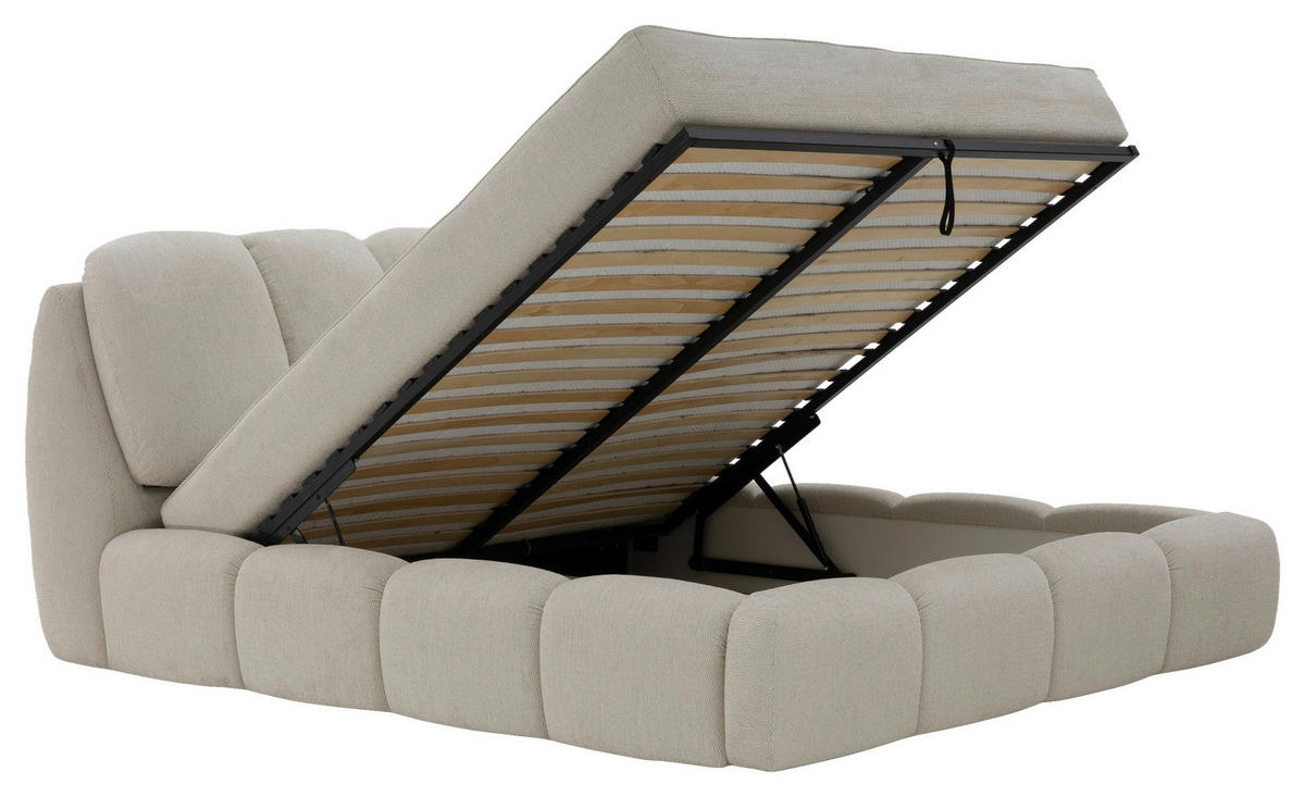 POLSTERBETT 180/200 cm,  in Creme, gepolstertes Kopfteil, Lattenrost, Bettkasten,  - Creme/Schwarz, Design, Holz/Kunststoff (180/200cm) - Chameo