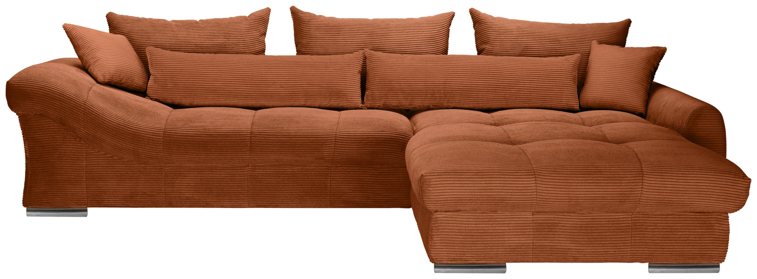 ECKSOFA Rostfarben Cord  - Chromfarben/Rostfarben, KONVENTIONELL, Textil/Metall (335/225cm) - Carryhome
