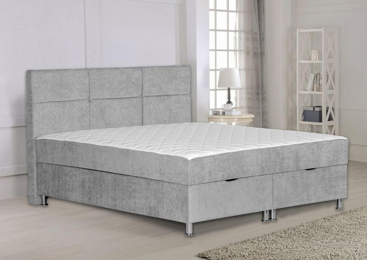 POSTELJA Z VZMETNICO 160 cm   x 200 cm  , les, tekstil, leseni material svetlo siva  - barve kroma/svetlo siva, Moderno, leseni material/tekstil (160/200cm) - Ti'me