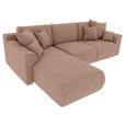 ECKSOFA in Lederlook Cappuccino  - Chromfarben/Cappuccino, KONVENTIONELL, Kunststoff/Textil (195/293cm) - Carryhome