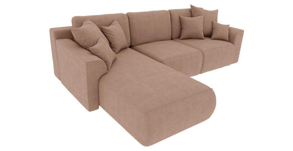 ECKSOFA in Lederlook Cappuccino  - Chromfarben/Cappuccino, KONVENTIONELL, Kunststoff/Textil (195/293cm) - Carryhome