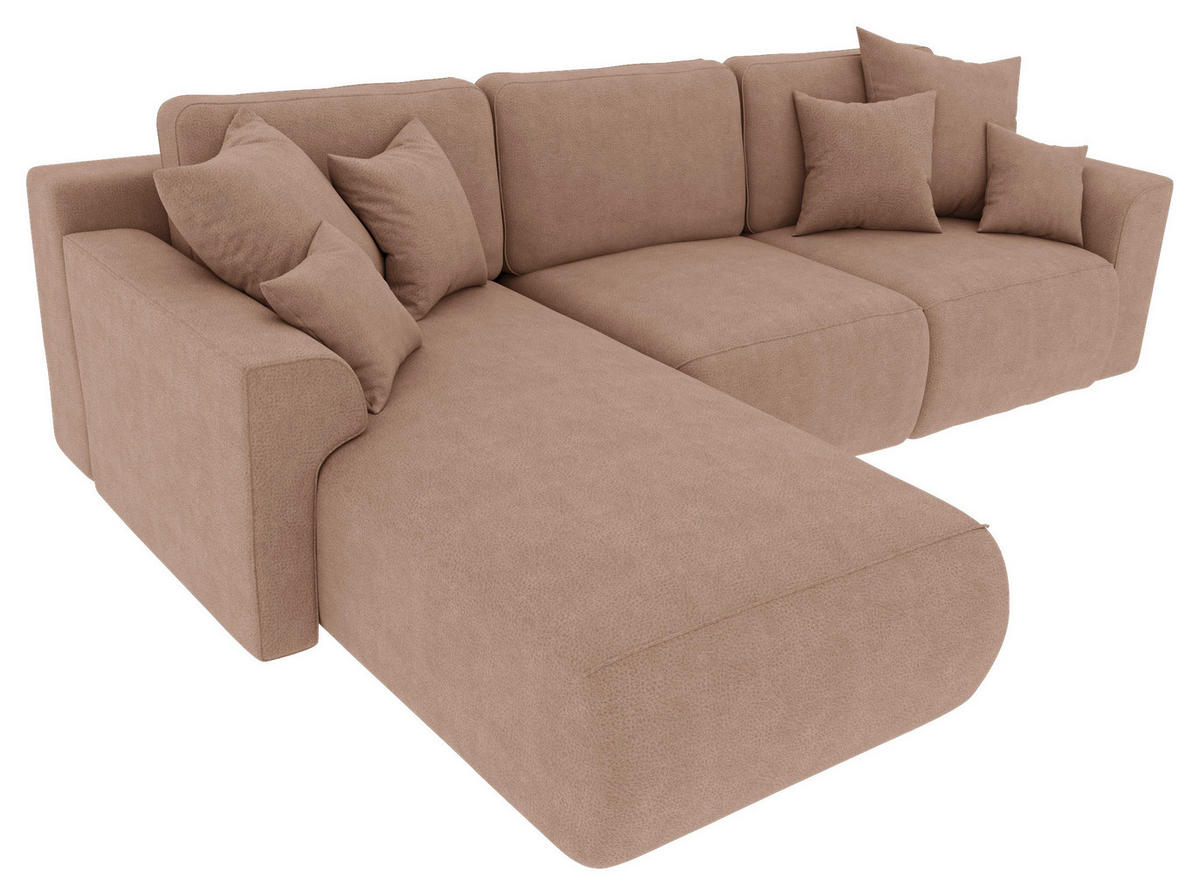 ECKSOFA Cappuccino Lederlook  - Chromfarben/Cappuccino, KONVENTIONELL, Kunststoff/Textil (195/293cm) - Carryhome