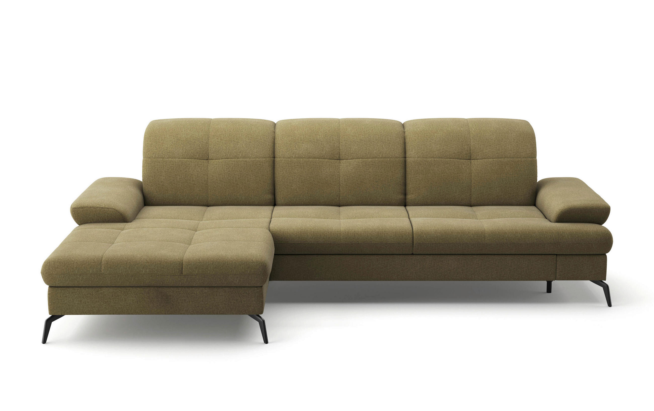 ECKSOFA in Flachgewebe Olivgrün  - Schwarz/Olivgrün, Konventionell, Textil/Metall (185/279cm) - Sit & More