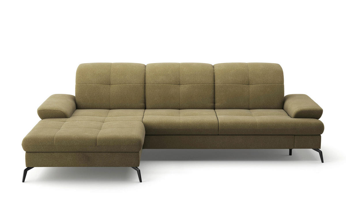 ECKSOFA in Flachgewebe Olivgrün  - Schwarz/Olivgrün, Konventionell, Textil/Metall (185/279cm) - Sit & More