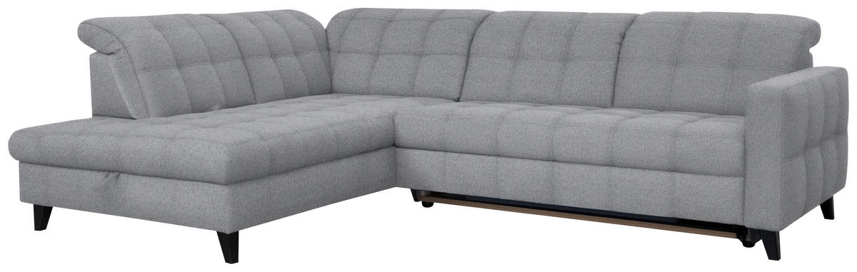 ECKSOFA in Webstoff Grau  - Schwarz/Grau, Design, Holz/Textil (216/297cm) - Xora