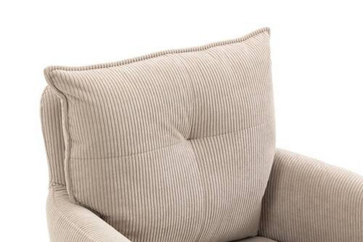BARHOCKER Cord Creme, Beige Eisen Stoffauswahl, Sitzfläche 360° drehbar, inklusive Armlehnen  - Beige/Creme, Design, Textil/Metall (54/98-120/58cm) - Novel