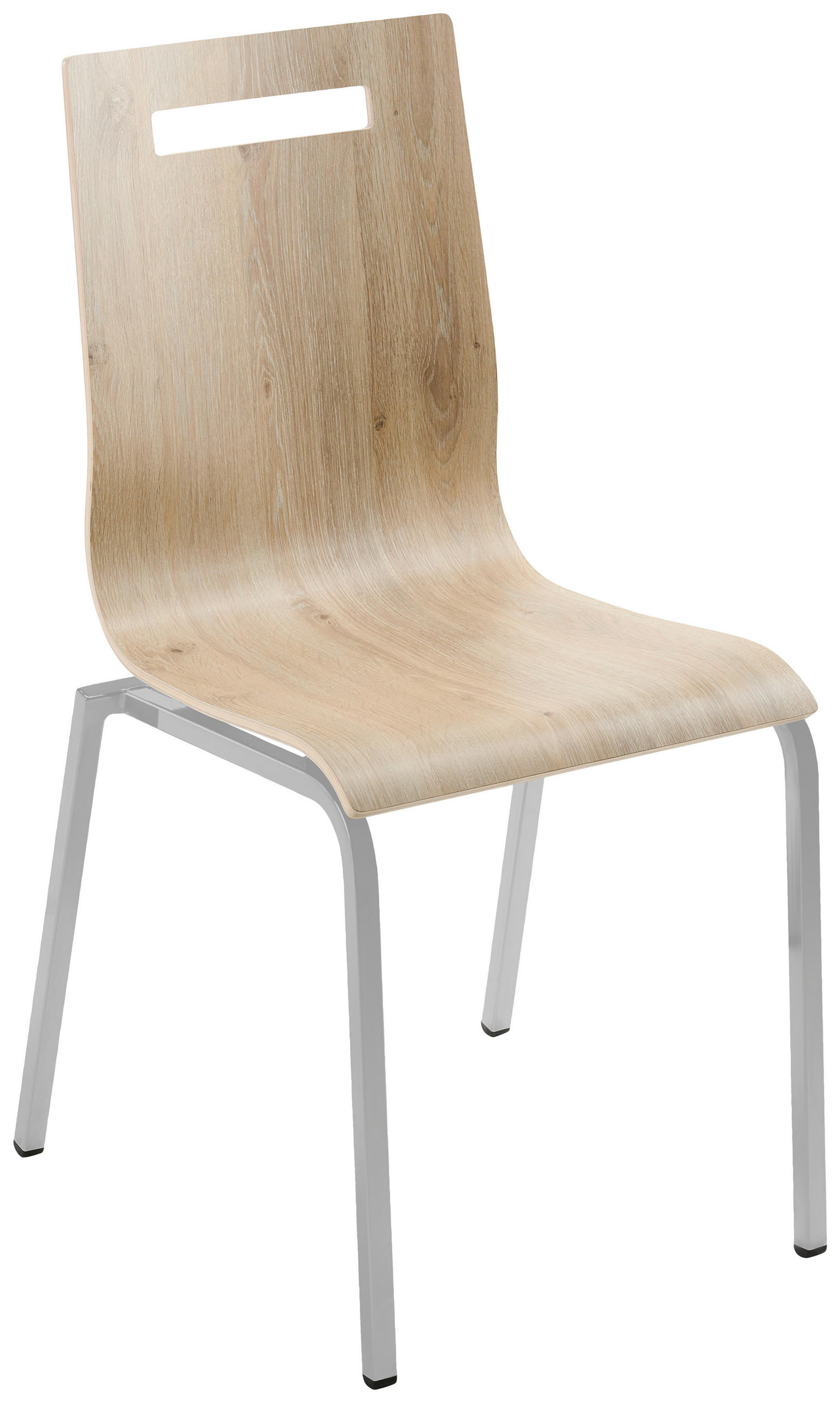 BESUCHERSTUHL Eichefarben  - Eichefarben/Silberfarben, Basics, Holz/Metall (48/87/55cm) - MID.YOU