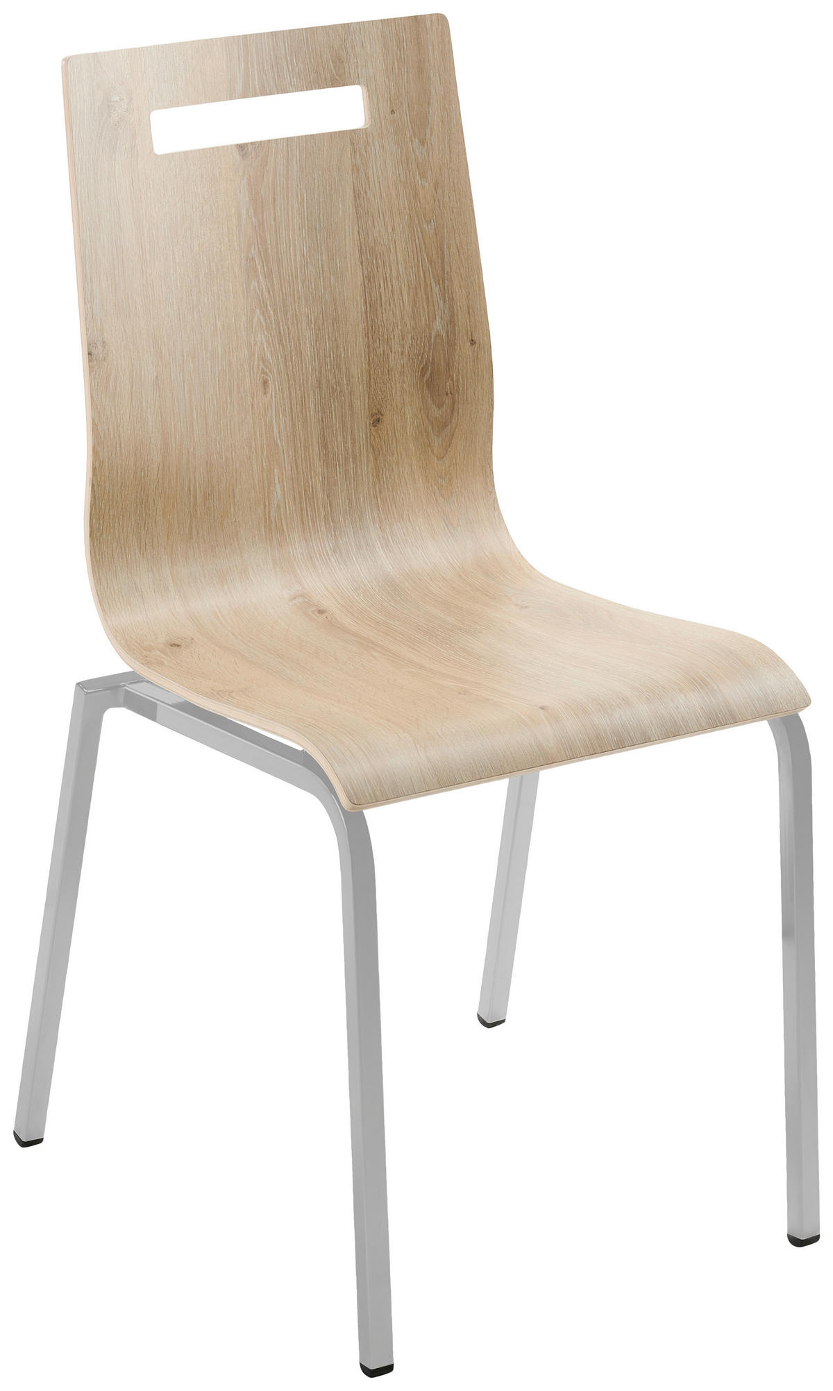 BESUCHERSTUHL  in Eichefarben  - Eichefarben/Silberfarben, Basics, Holz/Metall (48/87/55cm) - MID.YOU