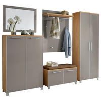 GARDEROBE 6-teilig  in 260/193/40 cm  - Taupe/Hellbraun, Design, Glas/Holz (260/193/40cm)