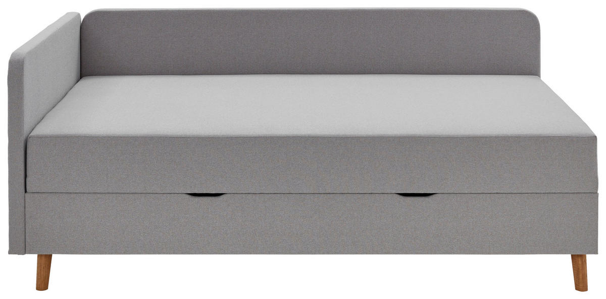 LIEGE Flachgewebe Hellgrau  - Eichefarben/Hellgrau, Design, Holz/Textil (90/200cm) - home24