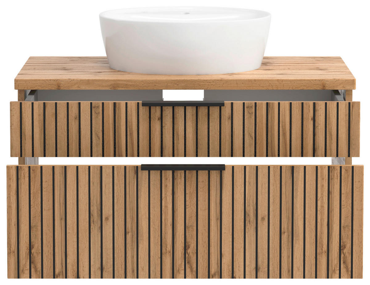 WASCHTISCHKOMBI 80 cm  - Weiss/Eiche Wotan, Modern, Keramik/Holzwerkstoff (80cm) - Held