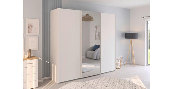 SCHWEBETÜRENSCHRANK 242/223/68 cm 3-türig Weiß  - Weiß, Design, Glas/Holzwerkstoff (242/223/68cm) - Novel