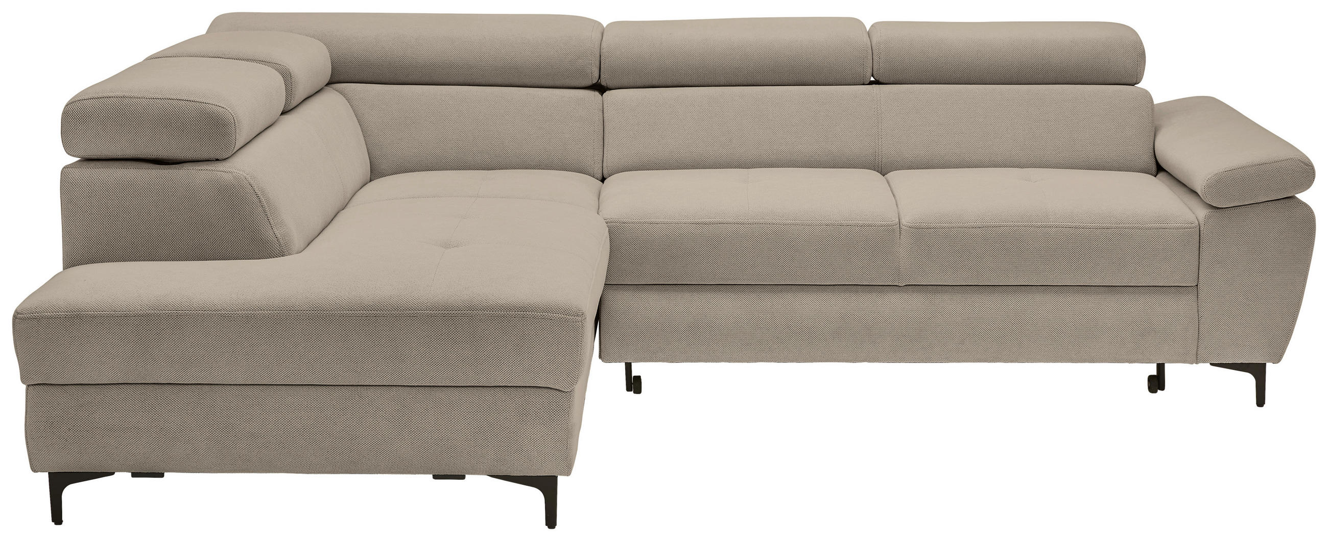 ECKSOFA in Flachgewebe Schlammfarben  - Schlammfarben/Schwarz, Design, Textil/Metall (206/266cm) - Stylife