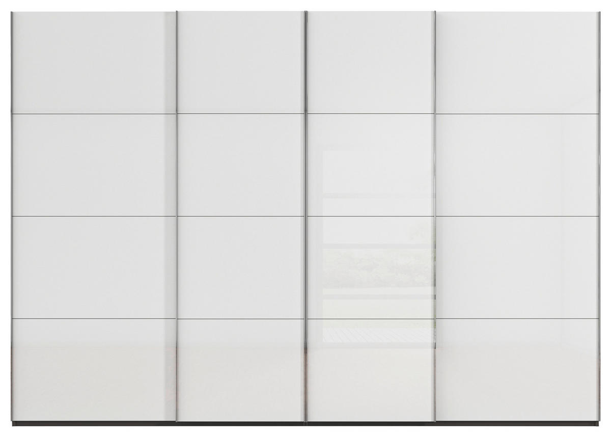 SCHWEBETÜRENSCHRANK 316/235/68 cm 4-türig Graphitfarben, Weiß  - Chromfarben/Graphitfarben, Design, Glas/Holzwerkstoff (316/235/68cm) - Novel