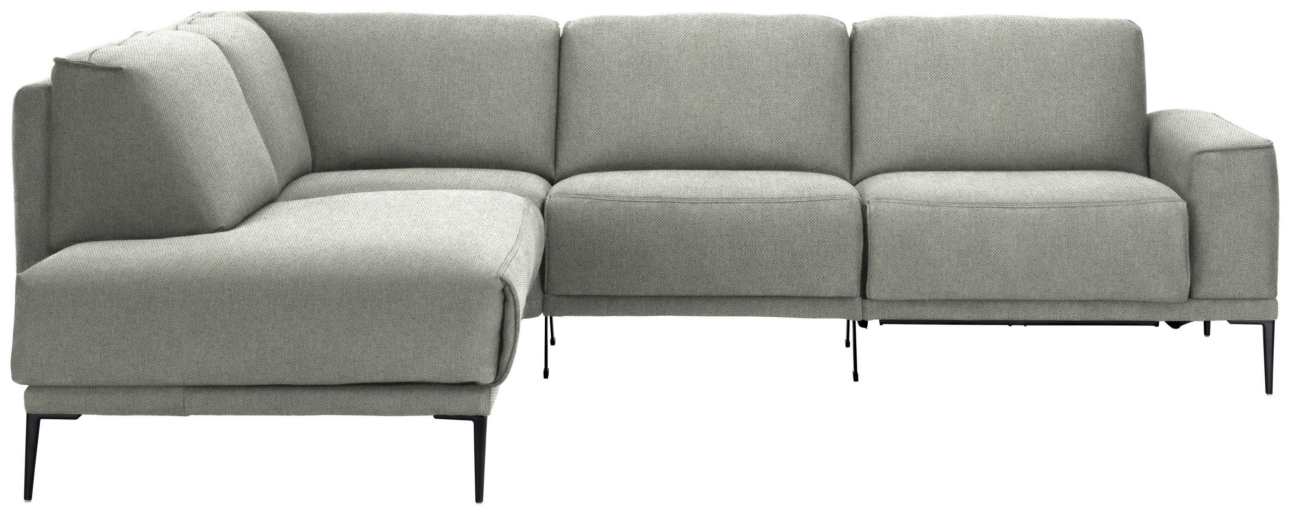 ECKSOFA in Flachgewebe Beige  - Beige/Schwarz, Design, Textil/Metall (210/260cm) - Johann Jakob