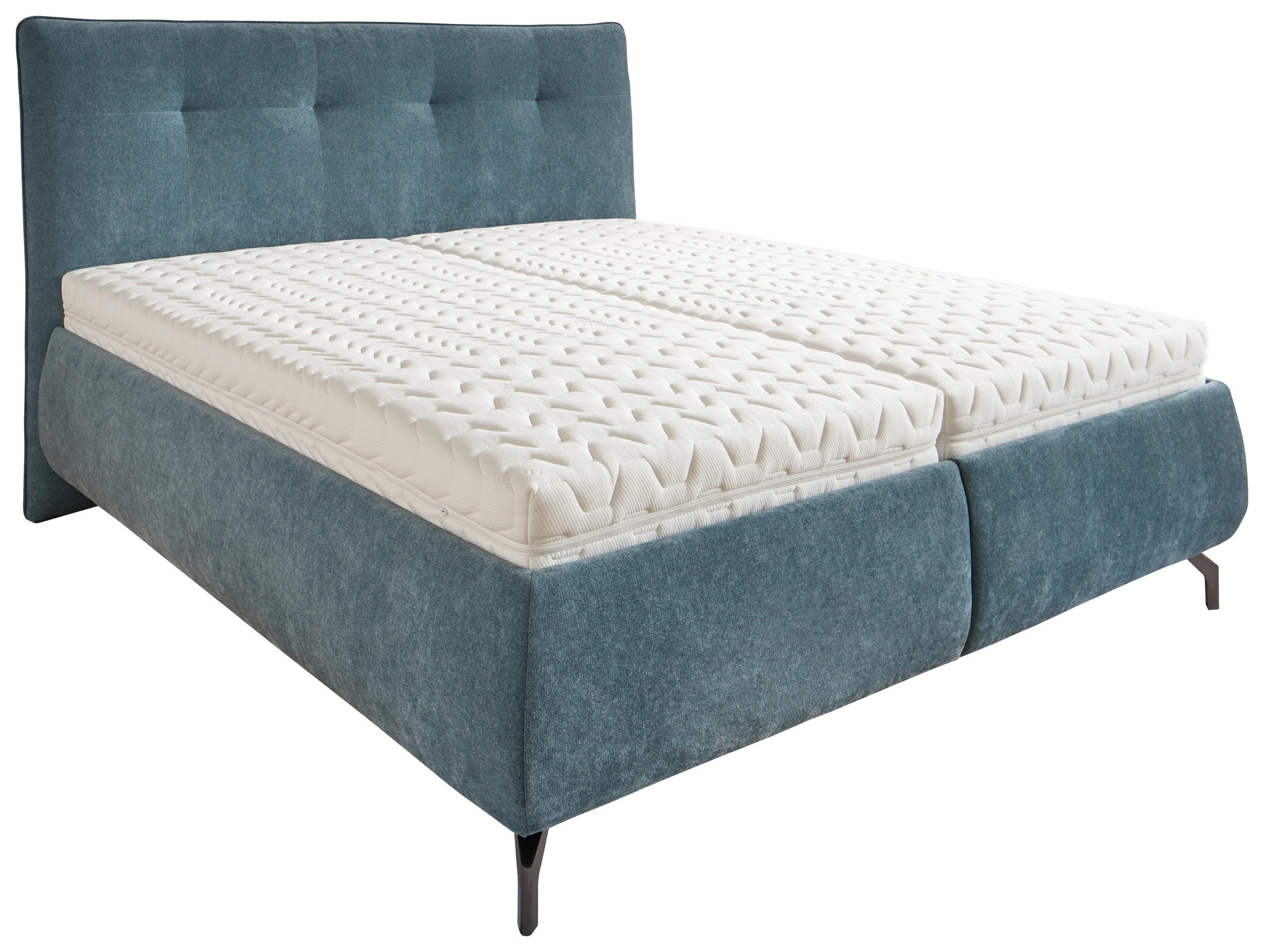 POLSTERBETT 180/200 cm,  in Blau, Bettkasten, Lattenroste, Matratzen, H2 + H3 = mittel + fest  - Blau/Anthrazit, Design, Holz/Textil (180/200cm) - Voleo