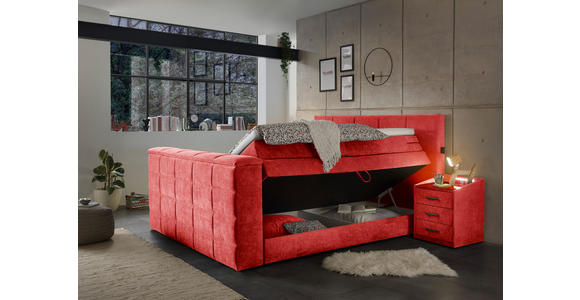 BOXSPRINGBETT 180/200 cm  in Rot  - Rot, KONVENTIONELL, Textil (180/200cm) - Carryhome