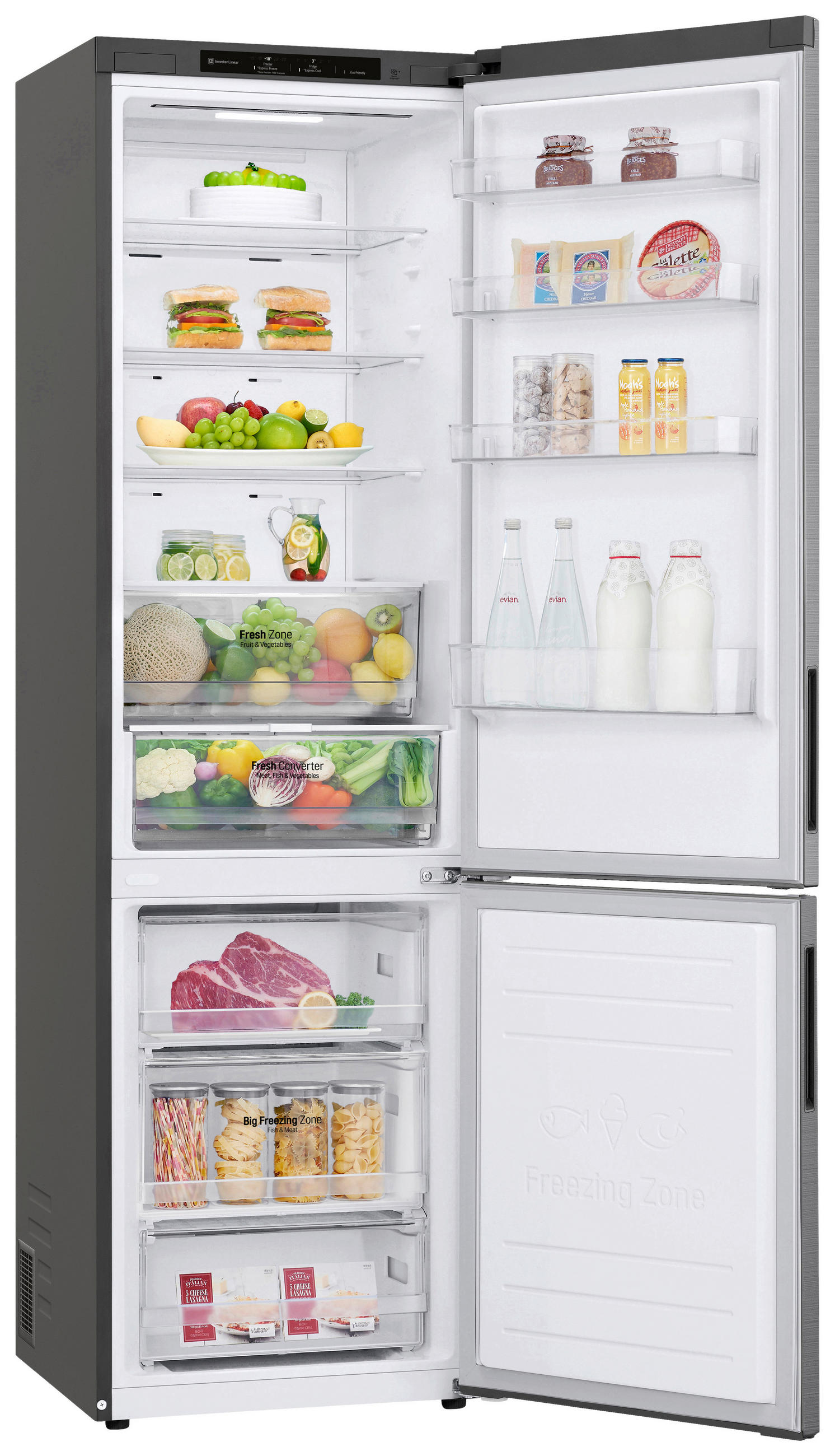 KÜHL-GEFRIER-KOMBINATION 59,5/203/67,5 cm GBP62PZNAC  - Silberfarben, Trend, Glas/Kunststoff (59,5/203/67,5cm) - LG