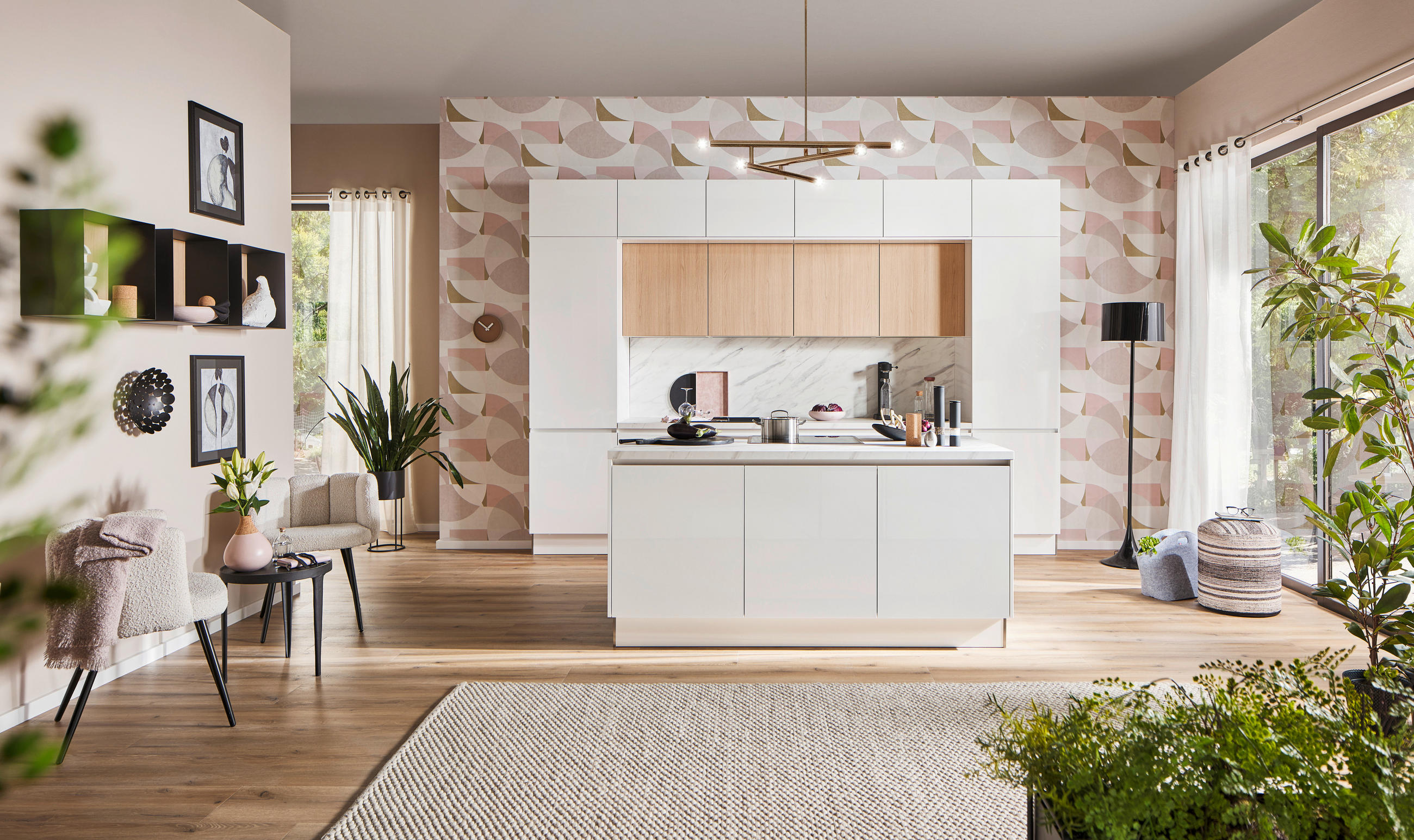 EINBAUKÜCHE Top Brillant  - Weiß, Design, Holzwerkstoff - Moderano