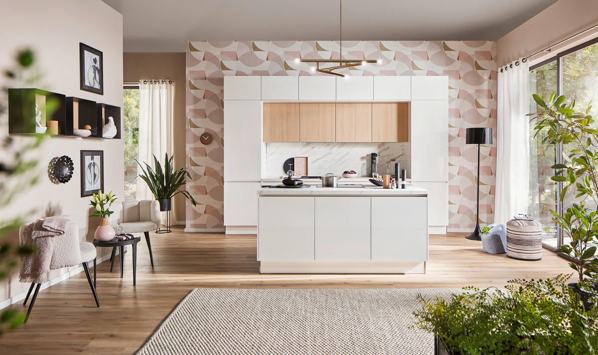 EINBAUKÜCHE Top Brillant  - Weiß, Design, Holzwerkstoff - Moderano