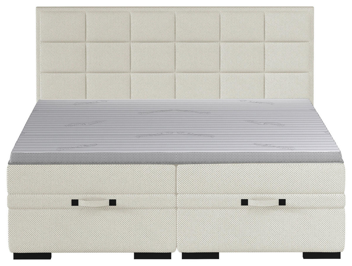 BOXSPRINGBETT 180/200 cm  in Creme  - Creme/Schwarz, KONVENTIONELL, Kunststoff/Textil (180/200cm) - home24