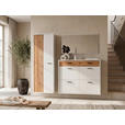 GARDEROBE 3-teilig  in 205/198/37 cm  - Eichefarben/Weiß, Design, Glas/Holzwerkstoff (205/198/37cm) - Xora