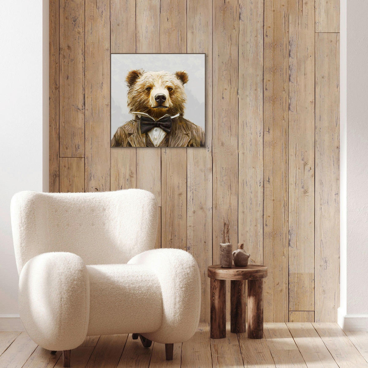 ÖLGEMÄLDE Tiere 55/55 cm  - Beige/Dunkelbraun, LIFESTYLE, Holz/Kunststoff (55/55cm) - Monee