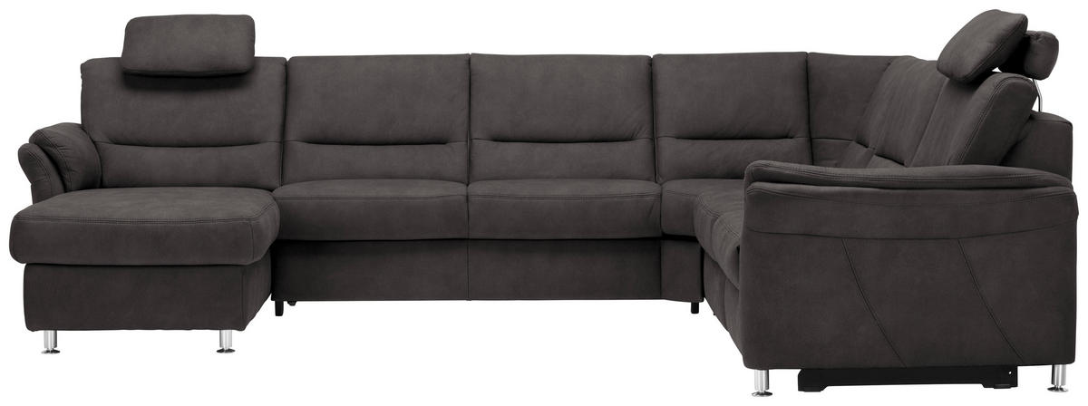 WOHNLANDSCHAFT in Mikrofaser Grau  - Alufarben/Grau, KONVENTIONELL, Textil/Metall (173/330/262cm) - Beldomo System