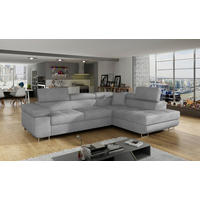 ECKSOFA ANTON in Flachgewebe Grau  272/203 cm  - Silberfarben/Grau, Design, Textil/Metall (272/203cm) - MID.YOU