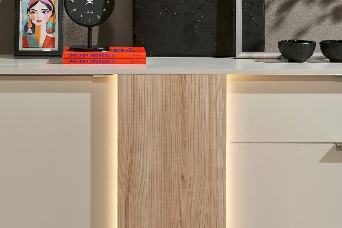WOHNWAND  in Kaschmir  238/202/40 cm  - Kaschmir/Silberfarben, Design, Holzwerkstoff/Kunststoff (238/202/40cm) - MID.YOU