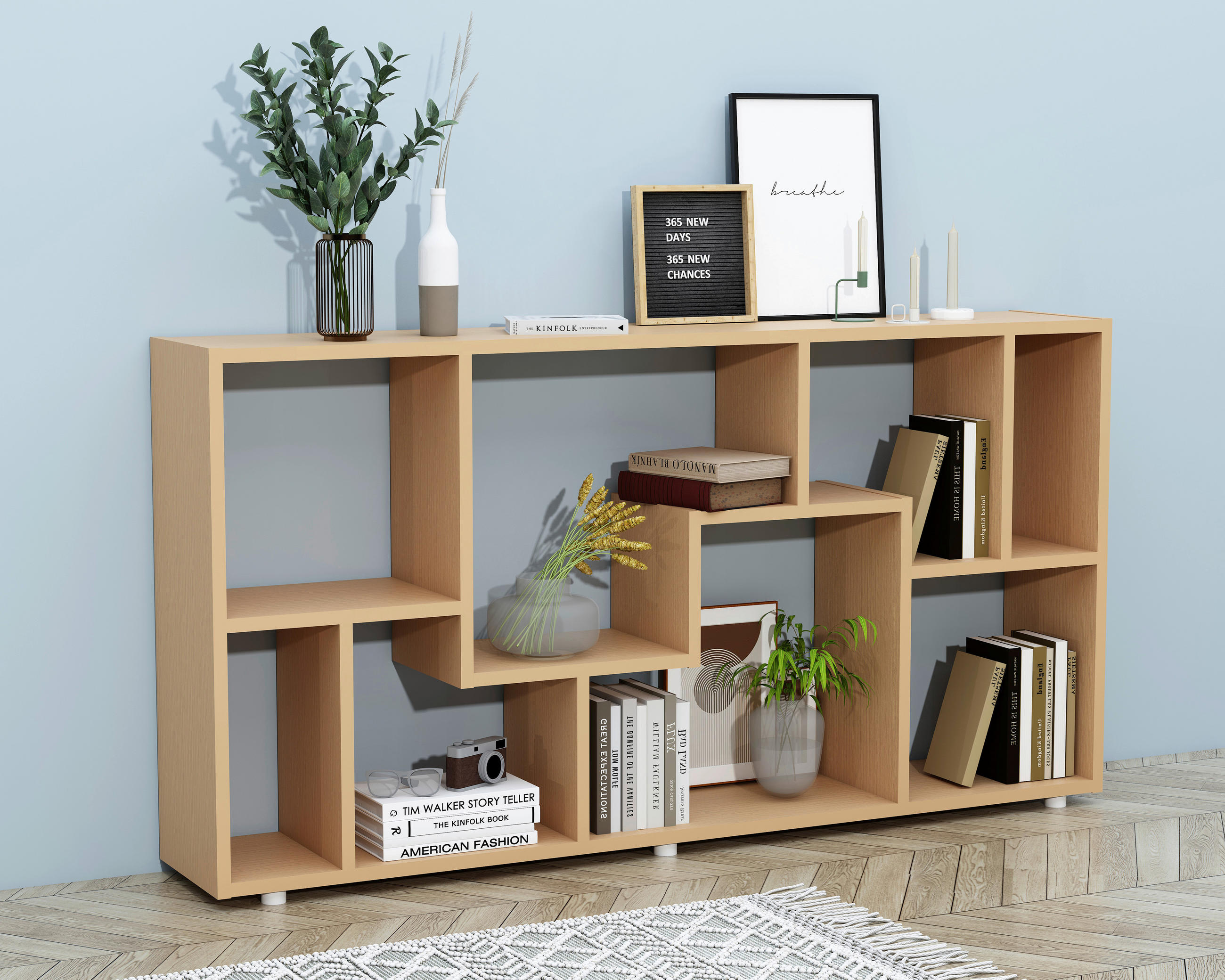REGAL Buchefarben  - Buchefarben/Silberfarben, Design, Holzwerkstoff/Kunststoff (116/58/20cm) - MID.YOU