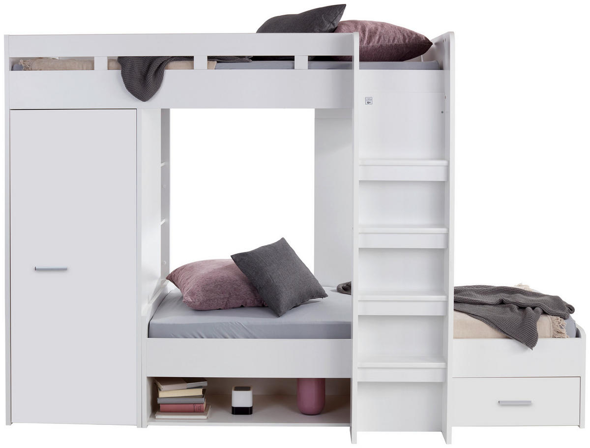 ETAGENBETT - Weiß, KONVENTIONELL, Holzwerkstoff (90/200cm) - Carryhome