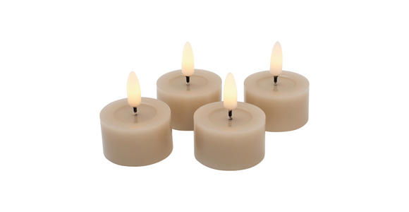 TEELICHT MIT LED  - Sandfarben, LIFESTYLE, Kunststoff/Paraffin (4,5/2,5cm) - Ambia Home