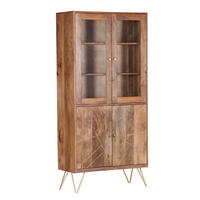 VITRINE in massiv Mangoholz Naturfarben, Goldfarben  - Goldfarben/Naturfarben, Design, Glas/Holz (86/180/39cm) - Landscape