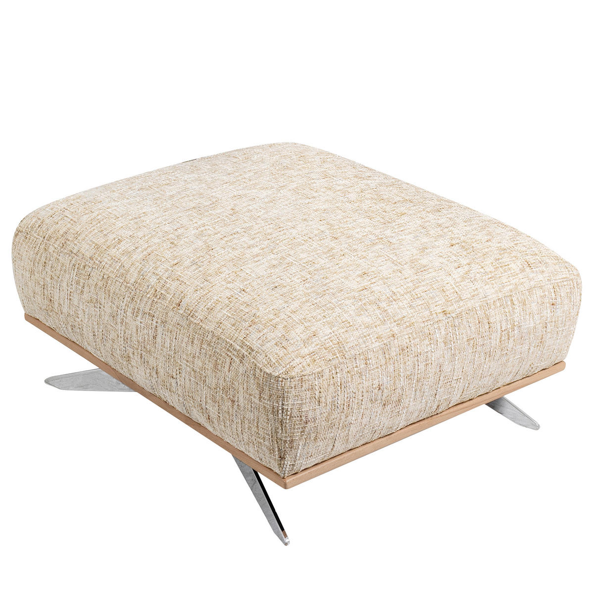 HOCKER in Textil Beige  - Chromfarben/Beige, Design, Holz/Textil (95/46/80cm) - Livetastic