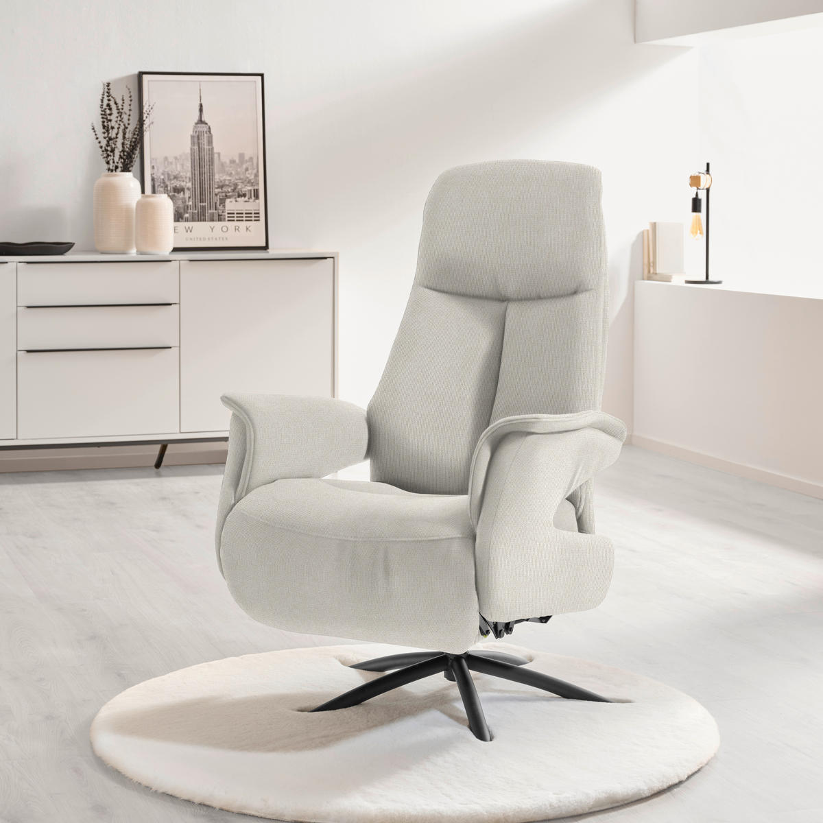 RELAXSESSEL in Textil Beige  - Beige/Schwarz, Design, Textil/Metall (73/108/86cm) - Welnova