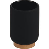 ZAHNPUTZBECHER MARLENE  - Schwarz/Braun, Basics, Holz/Keramik (6,7/10cm) - Sadena