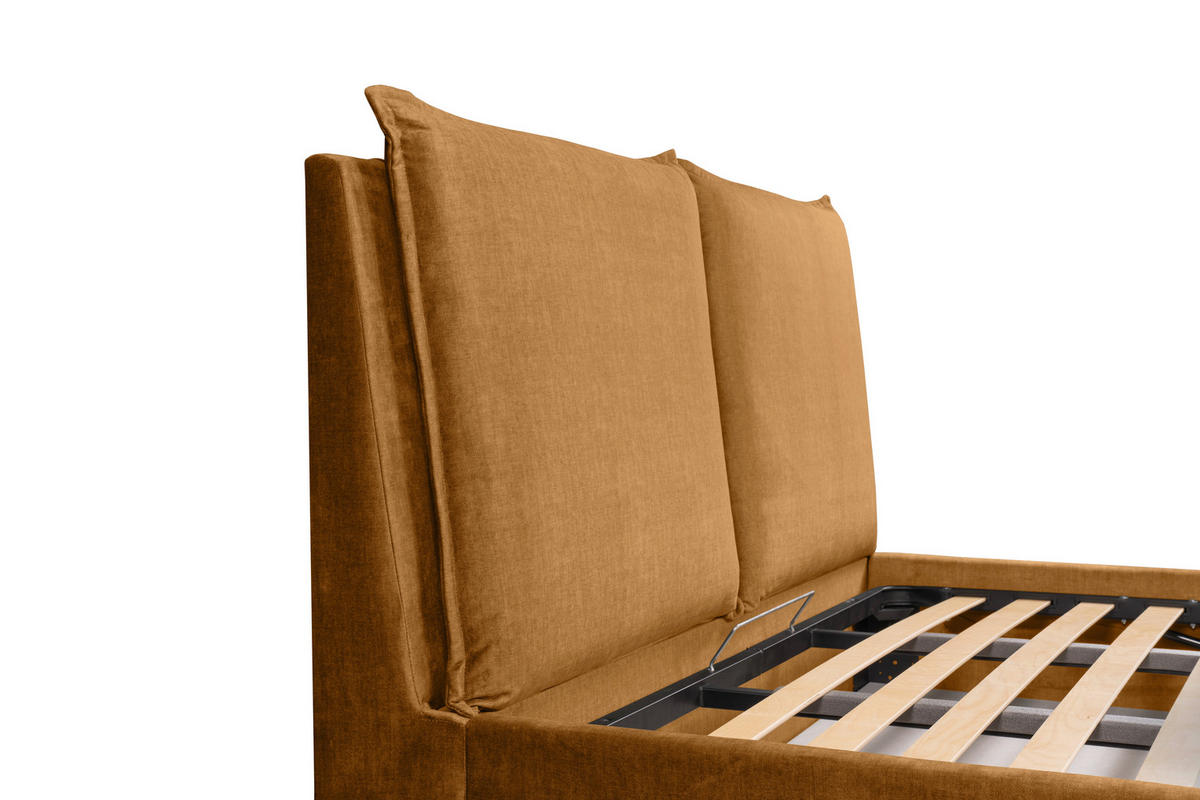 KÁRPITOZOTT ÁGY 180/200 cm  aranybarna  - aranybarna/fekete, Basics, műanyag/textil (180/200cm) - Carryhome