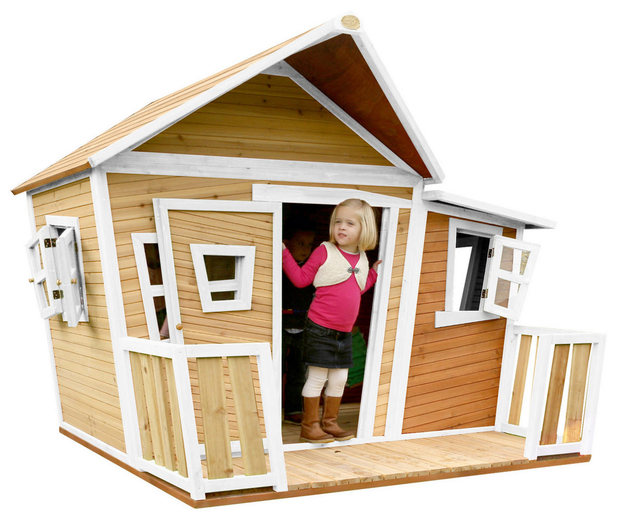 SPIELHAUS 220/174/193 cm  - Weiss/Braun, Konventionell, Holz (220/174/193cm)