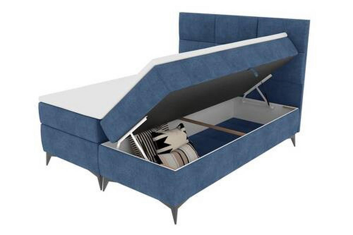 BOXBETT 140/200 cm  in Dunkelblau  - Schwarz/Dunkelblau, KONVENTIONELL, Textil/Metall (140/200cm) - Carryhome