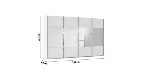SCHWEBETÜRENSCHRANK 361/223/68 cm 4-türig Weiß  - Chromfarben/Weiß, Design, Glas/Holzwerkstoff (361/223/68cm) - Novel