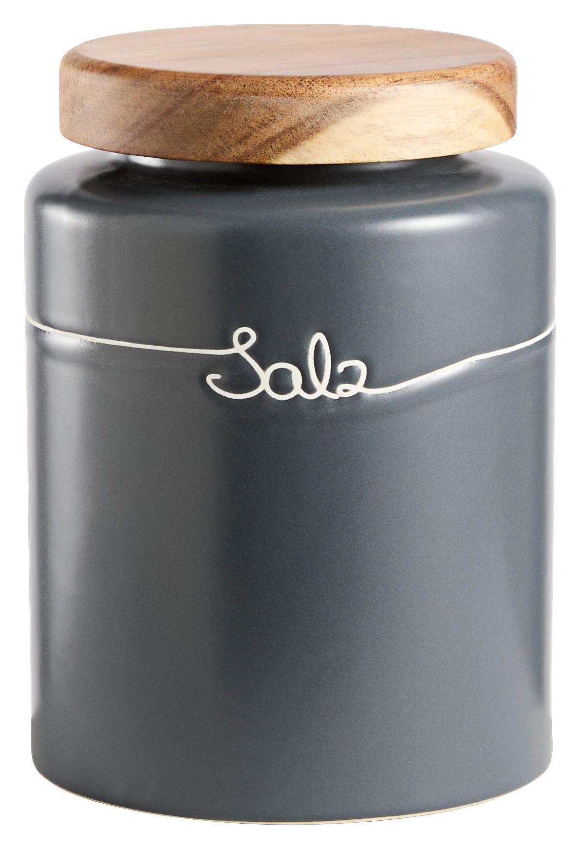 VORRATSDOSE 0.97 L  - Akaziefarben/Grau, Design, Keramik/Holz (11,5/15,5cm) - Homeware Profession.