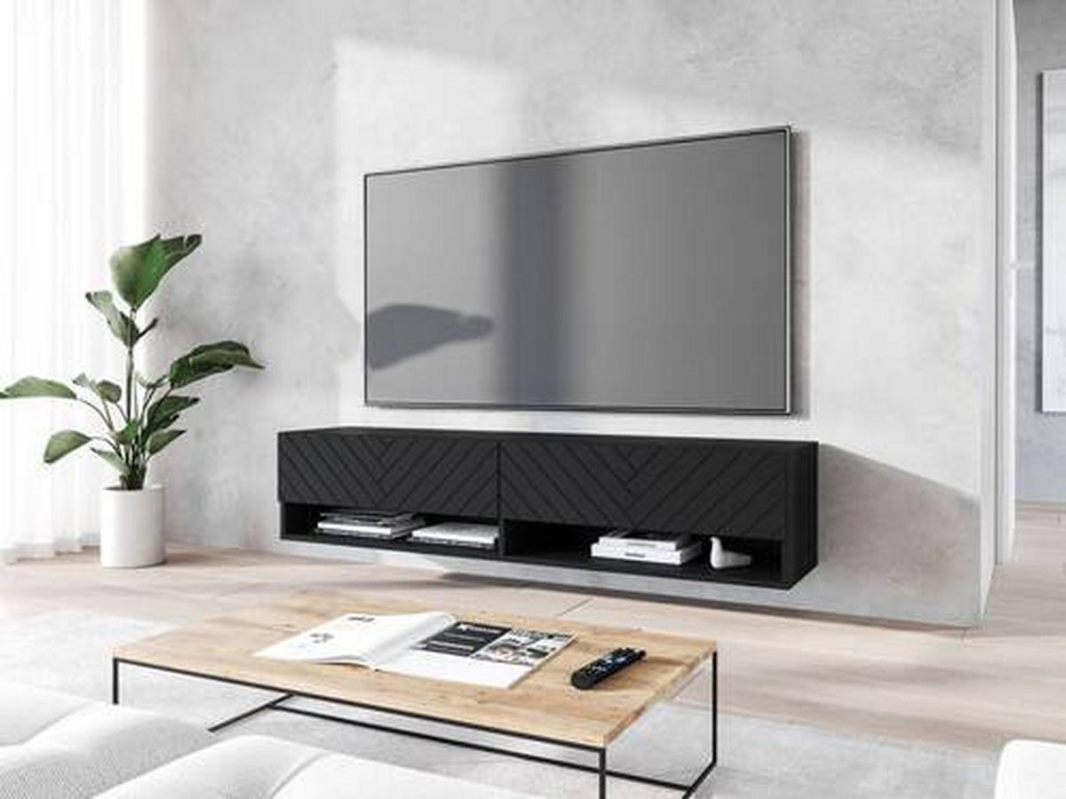 TV-BÄNK 140/30/31 cm  - svart/grå, Basics, trämaterial/plast (140/30/31cm) - P & B