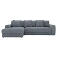 ECKSOFA in Cord Grau  182/302 cm  - Schwarz/Grau, MODERN, Kunststoff/Textil (182/302cm) - Carryhome